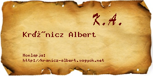 Kránicz Albert névjegykártya