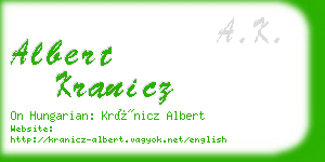 albert kranicz business card